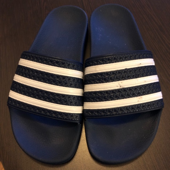 navy adidas slides